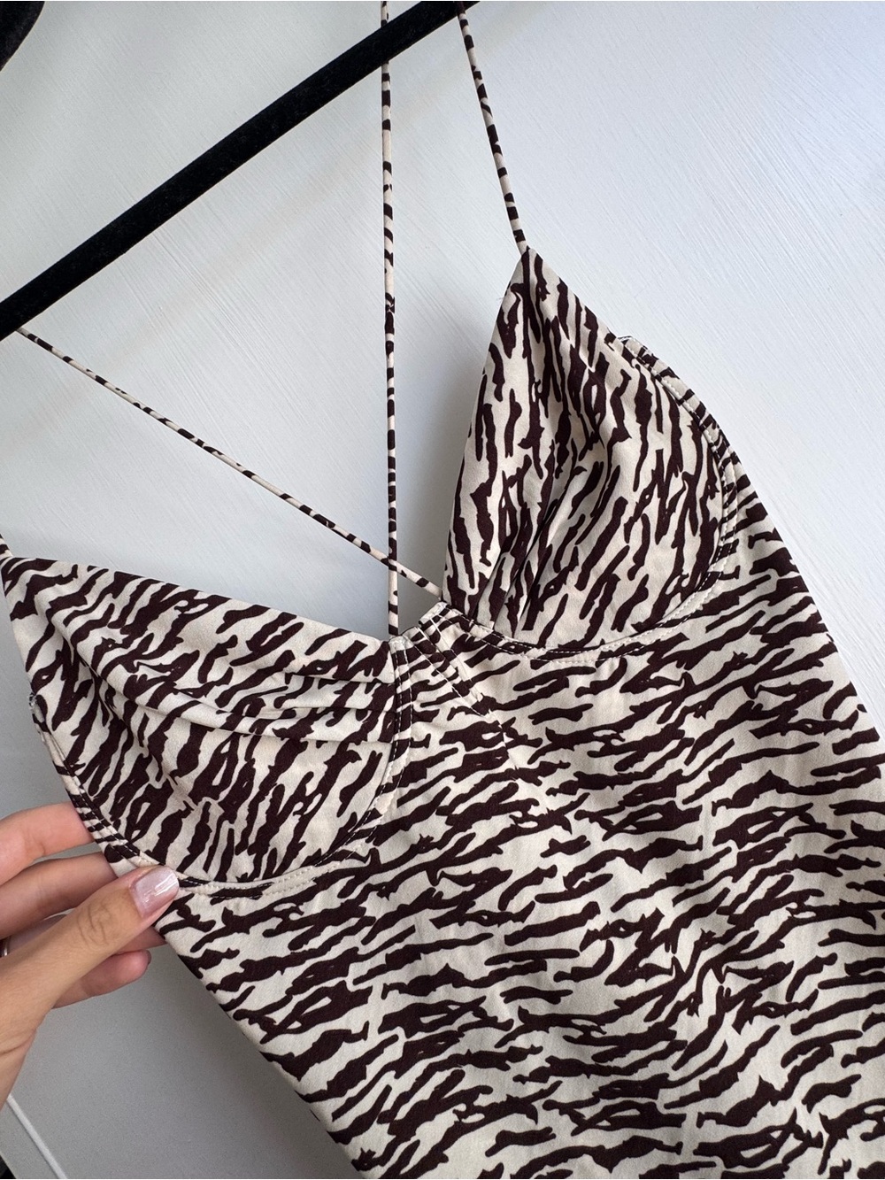 Zebra Print Slip Dress in Brown & Cream